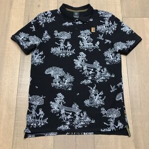 Nike x Andre Agassi Polo Shirt Mens Sz M Black Tennis Challenge Court Skeletons